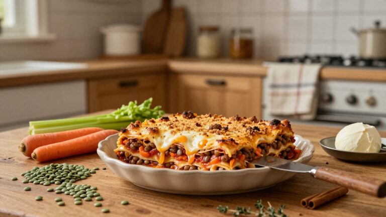 Lasagnes végétariennes savoureuses préparées selon la recette de Cyril Lignac