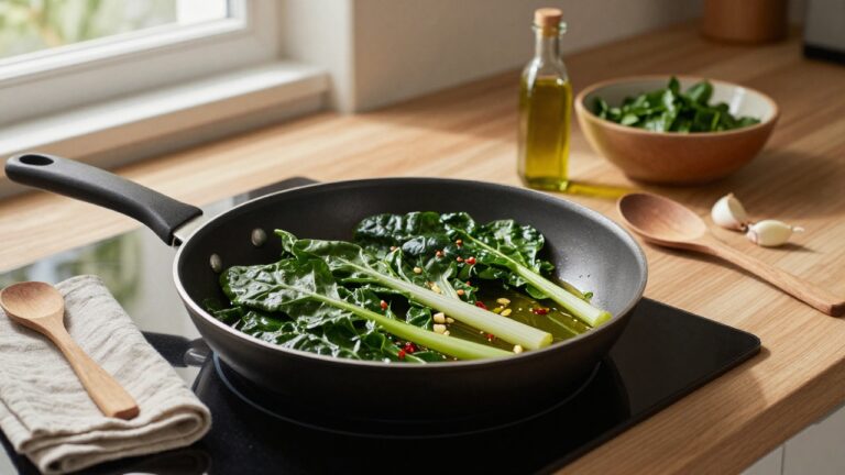 Recette blettes à la poêle, préparation de légumes sautés savoureux