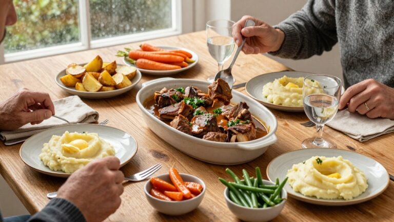 Joues de porc à la bière accompagnées de purée savoureuse