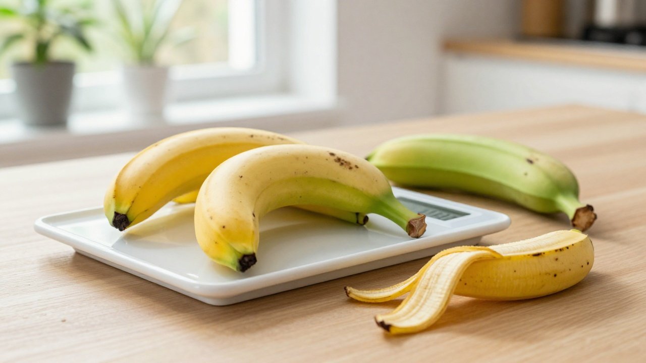 Poids d'une banane standard illustrant la masse moyenne du fruit