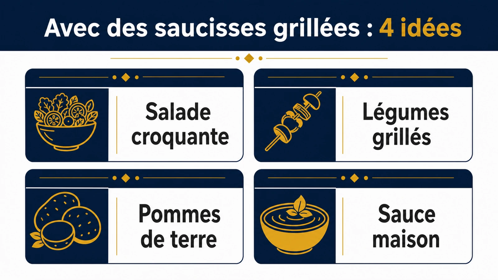 infographie sur quel accompagnement avec des saucisses grillées